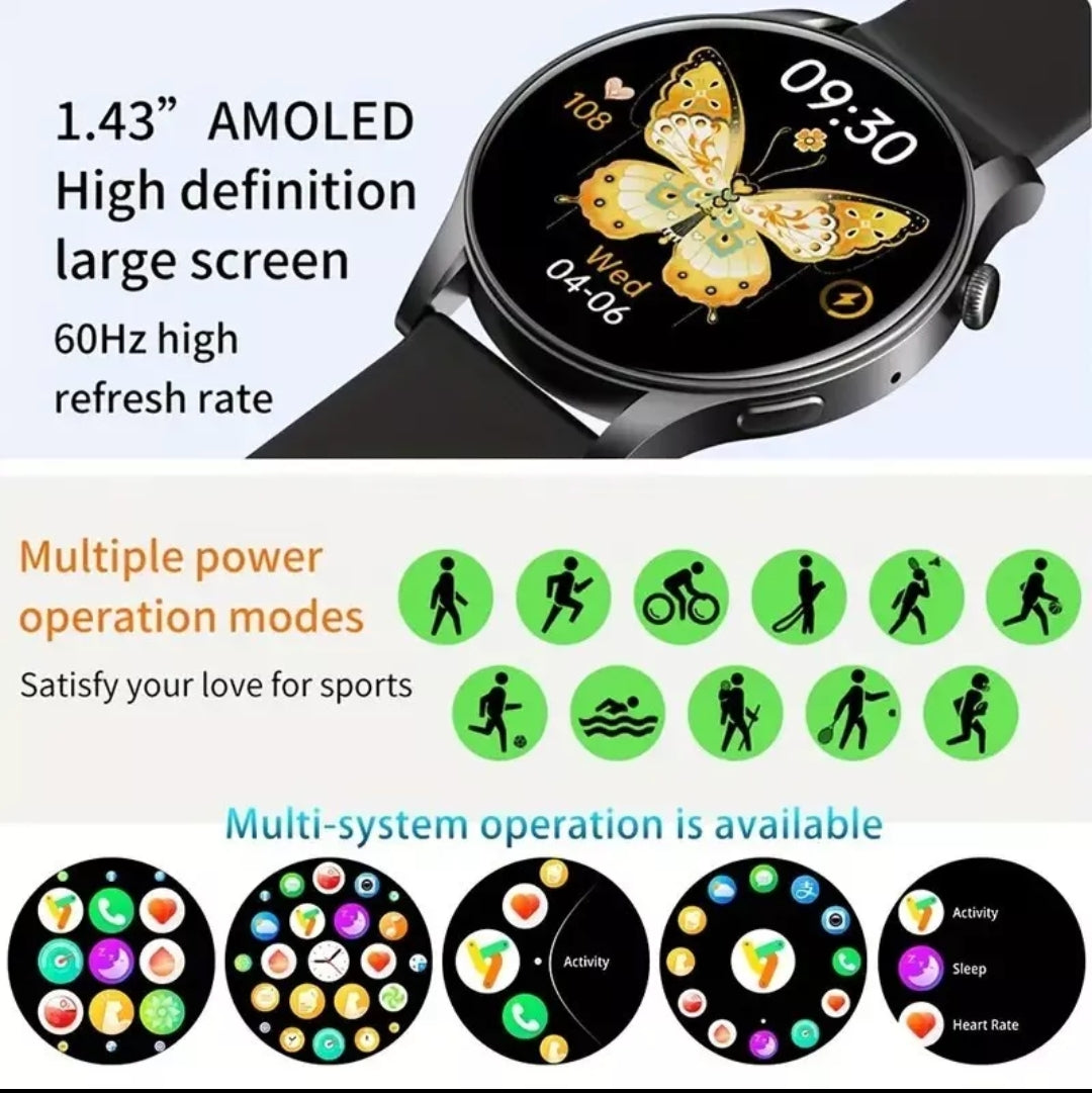 Elegant Smart Watch For Fitness, Calls, Texts, and More! Long Lasting Battery