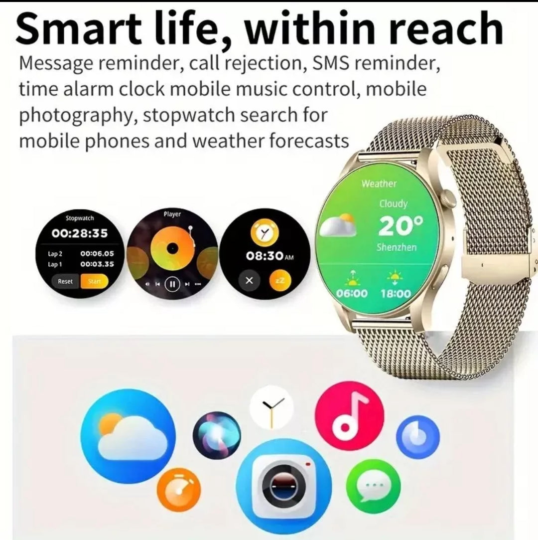 Elegant Smart Watch For Fitness, Calls, Texts, and More! Long Lasting Battery