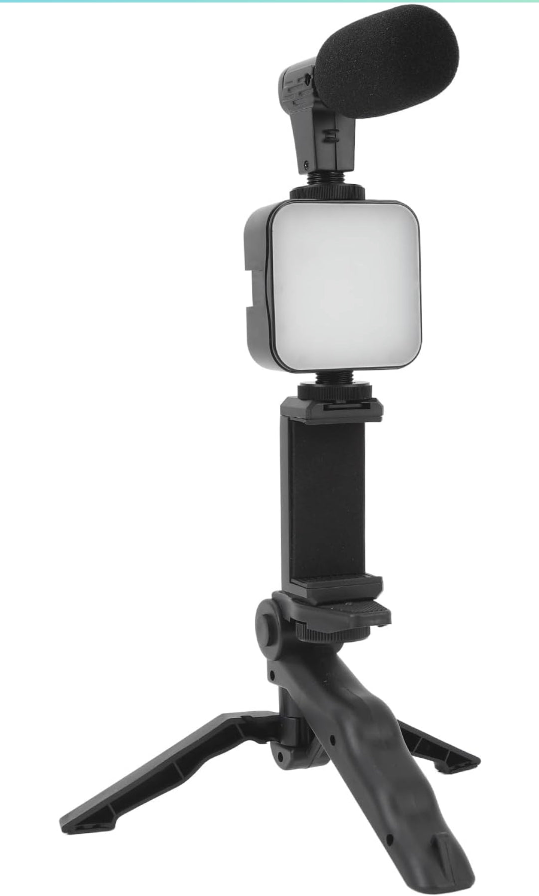 Cell Phone Tripod with Microphone and Light for Selfies, Vlogging, Conference Calls, and More!